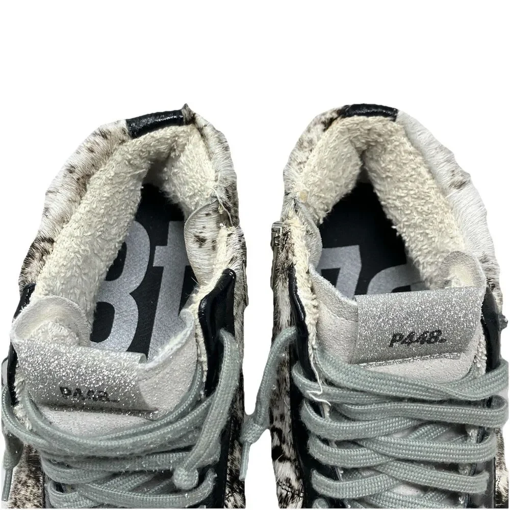 P448 Pony Hair High Tops Womens 8 Cowhide Zip Sneakers Streetwear Luxe Casual‎